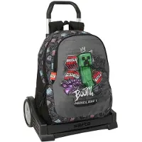 Safta Sac à Dos à Roulettes Evolution Minecraft Graffiti 22.5l 44x32x16 Cm