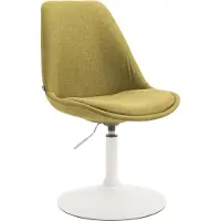 CLP Chaise de salle à manger Maverick en tissu, pivotante et réglable en hauteur en continu, couleur verte, piètement blanc