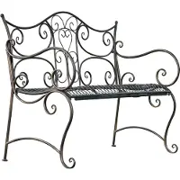 Lomadox CLP Banc de jardin Tara romantique, couleur : bronze, dimensions (h/l/p) : 89/113/47 cm