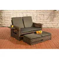 CLP Canapé en polyrotin Ancona 5 mm, brun chiné, revêtement anthracite
