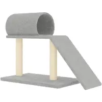 Syfax Arbre à chat avec tunnel et rampe Gris clair 55,5 cm