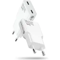 EverActive Chargeur 2 ports USB-C Quick Charge 4+ 30 W SUPER SLIM blanc