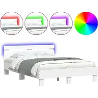 vidaXL Cadre de lit avec tête de lit éclairage LED blanc 120x200 cm