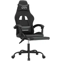 vidaXL Chaise de jeu avec repose-pieds noir similicuir