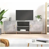 vidaXL Armoire TV gris béton 150x30x50 cm Bois composite