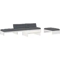 vidaXL Ensemble salon de jardin 5 pièces avec coussins blanc bois massif