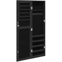 vidaXL Armoire à bijoux avec miroir mural noir 30x8,5x106 cm