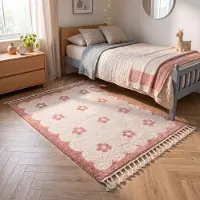 Little Olly Tapis lavable pour enfant - Moos Flower Rose | 200x290 cm | Rectangulaire | Pile courte