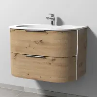 Sanipa Lavabo en céramique 4balance de 80 cm, avec meuble sous-vasque comprenant 2 tiroirs et une poignée