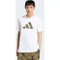 Adidas Hommes, T-shirt de sport, T-shirt graphique Camo Three Bar Logo T-shirt de sport pour hommes (L), Blanc