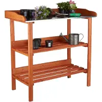 Relaxdays 10020727_0 Pflanztisch orange 92,0 x 41,0 cm