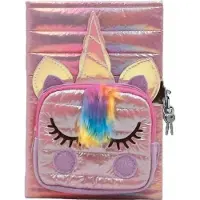 Stnux Einhorn-Tagebuch mit Tasche, rosa (A5, À rayures, Couverture rigide)
