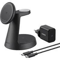 Anker Chargeur sans fil magnétique MagGo 3-en-1 MagSafe Qi2 15 W (chargeur et câble inclus), noir