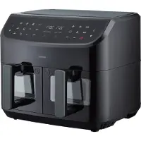 Medion Friteuse à air chaud à double zone LIFE P20 XXL Twin MD 11760 noire, 100 recettes dans l'application Life+, 2 zones de cuisson séparées, 10 programmes automatiques