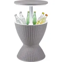Casa.pro Cool Bar « Atessa » : refroidisseur de boissons avec plateau relevable, 58 x 49 cm, 30 L, résistant aux intempéries, aspect rotin, marron clair