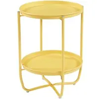 En.casa Table plateau 'Sandefjord' ronde avec 2 plateaux amovibles acier 57,5 x 40 cm jaune