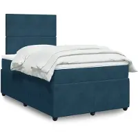 vidaXL Lit boxspring avec matelas bleu foncé 120x200 cm velours