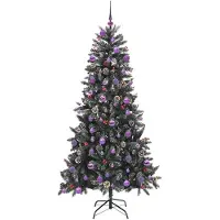 vidaXL Sapin de Noël artificiel Vert 210 cm PVC, plastique et acier