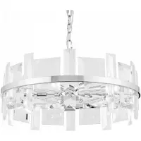 Casa Padrino Lampe à suspendre argent Ø 60 cm - Lampe à suspendre ronde moderne avec cadre métallique et plaques de verre - Luminaires design