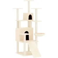 Syfax Arbre à chat avec colonnes à griffer en sisal Crème 154 cm