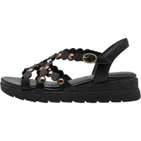 Tamaris Sandales 'Bequeme Ledersandalen mit Keilabsatz' noir