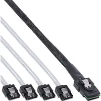 Intos 27620A Câble de connexion SAS, Mini-SAS SFF-8087 vers 4x SATA, 1:1, OCR, 0.75m