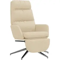vidaXL Fauteuil relax avec repose-pieds Crème Tissu