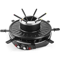 Saaf Set gourmet et set à fondue 2-en-1 - 1.8 l - 1800W avec thermostat réglable - Pour 8 personnes - Accessoires inclus - Cozy Dining - Métal noir