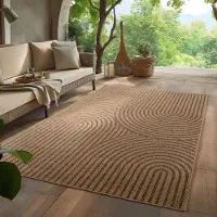 HomebyHome Tapis Intérieur Extérieur Imperméable Aspect Naturel Jute Idéal pour Salon Cuisine Terrasse et Balcon, Taille: 200x290 cm