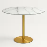 AHD Amazing Home Design Table ronde 80cm avec effet marbré doré de style classique-moderne Monika