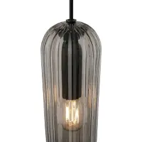 Nordlux Miella design lustre en verre plissé, Variante : Ø 100 x 300 mm, 25 W, fumé