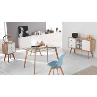STONES Carlotta Chaise En Polypropylène Éco-Cuir Bleu 4 Pcs