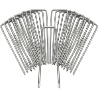 Relaxdays Piquets de fixation , lot de 25, résistants à la rouille, extrémités biseautées, à enfoncer, longueur 15 cm, acier galvanisé, couleur argent