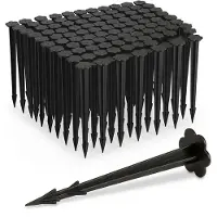 Relaxdays Piquets en plastique , 11 cm, lot de 100 ancrages de sol, pour fixer la toile de jardin, longueur : 11,5 cm chacun, noir
