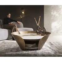 DELIFE Table-basse Skafi 100x40 cm céramique Minas Melange Metallic Gold