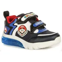 Geox Chaussures Ciberdron pour garçons, chaussures de ville à scratch, couleur bleue, pour un usage quotidien