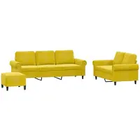 vidaXL Ensemble de canapés 3 pièces avec coussins Velours jaune