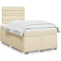 vidaXL Lit boxspring avec matelas Crème 120x190 cm Tissu