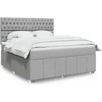 vidaXL Lit boxspring avec matelas gris clair 180x200 cm Tissu