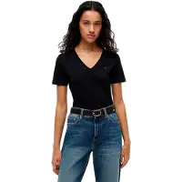 Tommy Hilfiger Slim Cody Plus Size Short Sleeve V Neck T-shirt Noir 1X Femme