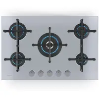 Klarstein Illuminosa 5 Plaque De Cuisson Gaz, 5 Brûleurs Sabaf, 4kW-1kW, Acier Inoxydable, Allumage Électrique, Compatible Gaz Naturel & GPL, 76x13x50 cm