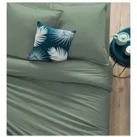 Atmosphera Housse de couette en coton 1 personne vert céladon - 140 x 200 cm