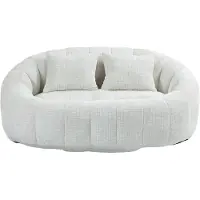 MODFU Fauteuil Lounge avec Espace de Rangement Sous Assise et Casier Intégré, Design Polyvalent pour Enfants, Structure Pin et MDF, 150×95×63 cm - Beige