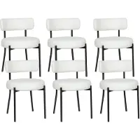 Puluomis Chaise de salle à manger, lot de 6 chaises de cuisine Chaise rembourrée avec dossier, housse amovible, laine Boucle blanche