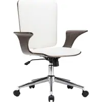 DKD Home Decor Chaise pivotante de bureau Blanc Similicuir et bois courbé