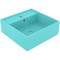 vidaXL -Lavabo avec carré national 41 x 41 cm Céramique Mat Vert clair