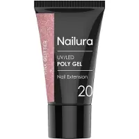 Nailura - Poly Gel 20 - Pink Glitter - 30 ml (Paillettes roses)