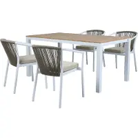 Axi Suvi Table Et Chaises De Jardin, 4 Chaises Blanches Polywood Aspect Teck, Marron/Blanc | Salon De Jardin/Table De Jardin En Polywood, Chaises