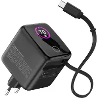 InLine Adaptateur secteur USB, 70W, GaN, USB-C PD + USB-A QC, câble 60cm, noir