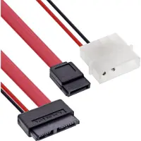 InLine Câble SATA Slimline SATA mâle 13pins 7+6 vers SATA + courant 0.4m (40 cm, SATA)